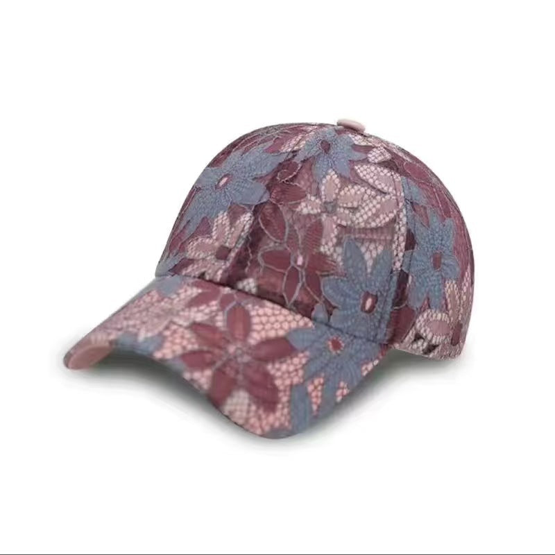 Wholesale Summer small floral stitching lace breathable baseball cap